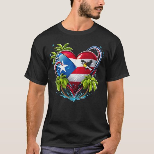 Boricua Puerto Rico Heart T-Shirt (Vorderseite)