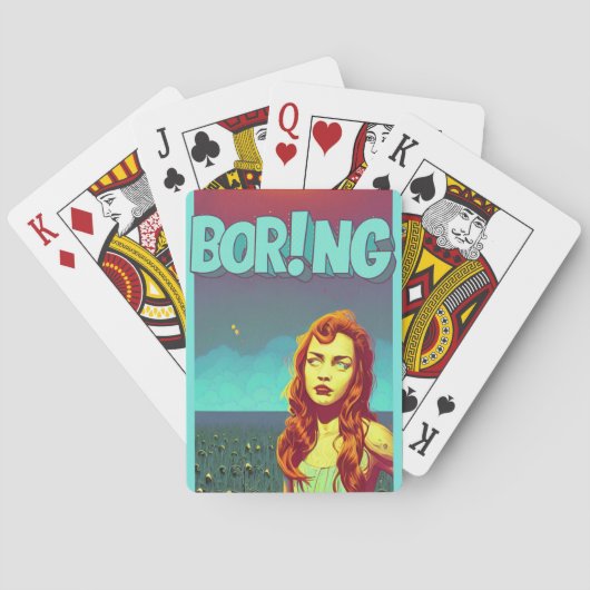 Boring pop art redhead woman  trifold wallet spielkarten (Rückseite)