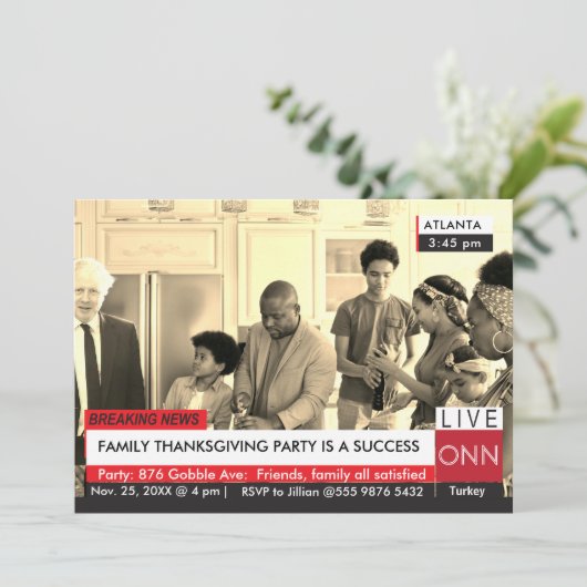 Boris Johnson Erntedank Breaking TV News Value Einladung (Stehend Vorderseite)