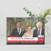 Boris Johnson WEDDING GUEST Funny TV News Einladung (Stehend Vorderseite)
