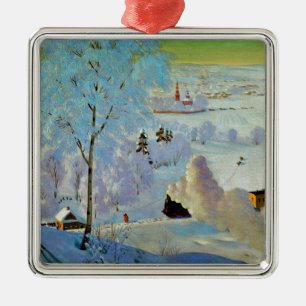 Boris Kustodiev - Skifahrer, berühmtes Gemälde, Ornament Aus Metall