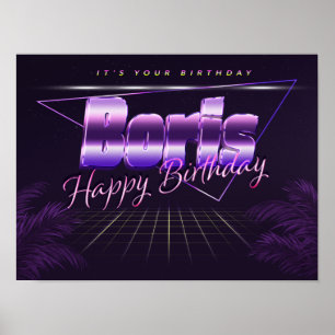 Boris Name Vorname lila retro Poster Geburtstag