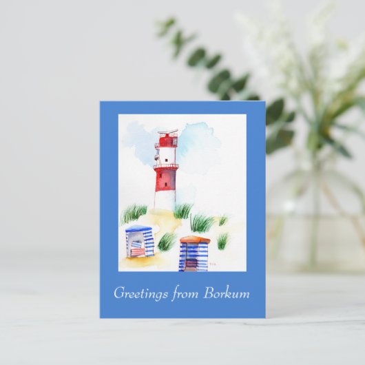 Borkum personalisierbare Grüße Postkarte (Stehend Vorderseite)