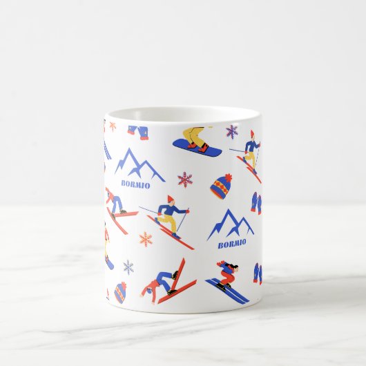Bormio Italy Ski Snowboard Pattern Kaffeetasse (Mittel)