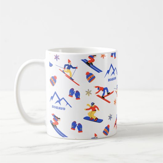 Bormio Italy Ski Snowboard Pattern Kaffeetasse (Links)