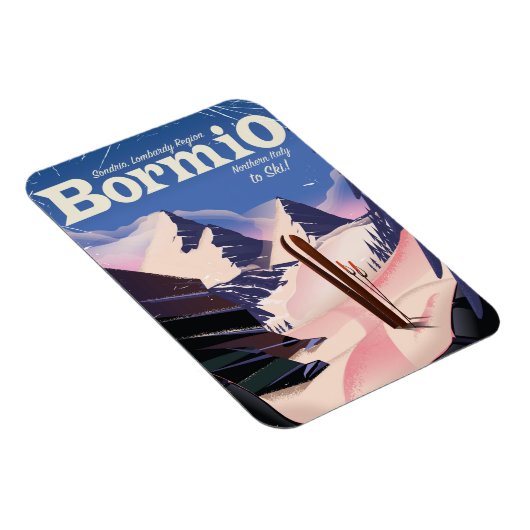 Bormio, Sondrio, Lombardei, Italien Skiposter. Magnet (Rechte Seite)