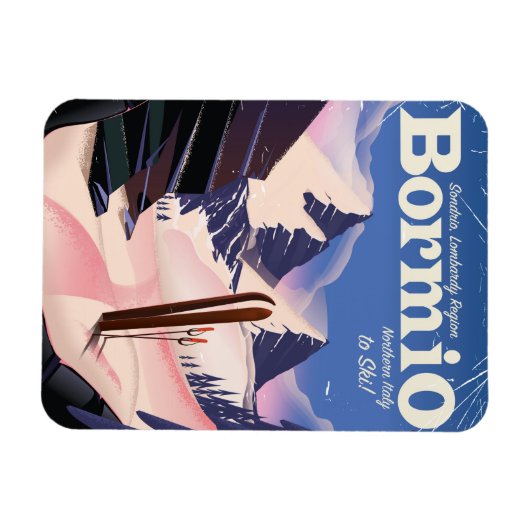 Bormio, Sondrio, Lombardei, Italien Skiposter. Magnet (Horizontal)