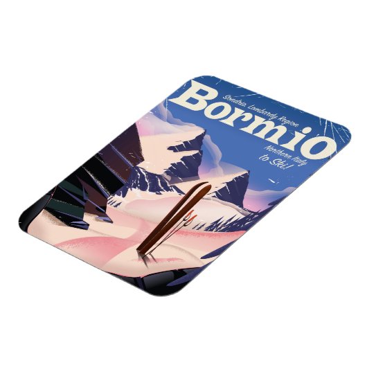 Bormio, Sondrio, Lombardei, Italien Skiposter. Magnet (Linke Seite)