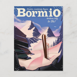 Bormio, Sondrio, Lombardei, Italien Skiposter. Postkarte