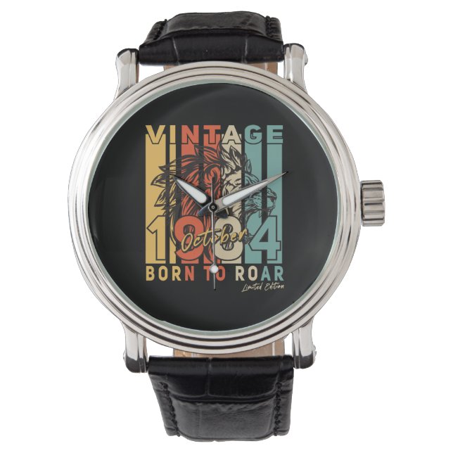 Born 1984 October Retro Lion Armbanduhr (Vorderseite)