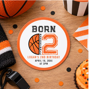 Born 2 Ball Basketball 2. Geburtstagsfeier Runder Aufkleber