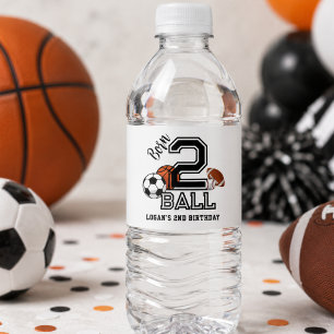 Born 2 Ball Sport-Thema Junge’s 2. Geburtstagsfeie Wasserflaschenetikett