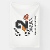Born 2 Ball Sport Theme Boy Second Birthday Party Banner (Vertikal)