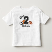 Born 2 Ball Sport Themed Boy 2nd Birthday Party Kleinkind T-shirt (Vorderseite)
