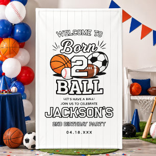 Born 2 Ball Sport-Themen-Party für einen 2. Geburt Banner