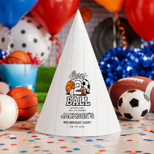 Born 2 Ball Sport-Themen-Party für einen 2. Geburt Partyhütchen