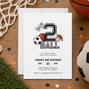 Born 2 Ball Sport-Themen-Party für Jungen zum 2. G Einladung