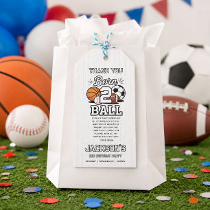 Born 2 Ball Sport-Themen-Party zum 2. Geburtstag e Geschenkanhänger