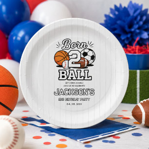 Born 2 Ball Sport-Themen-Party zum 2. Geburtstag f Pappteller