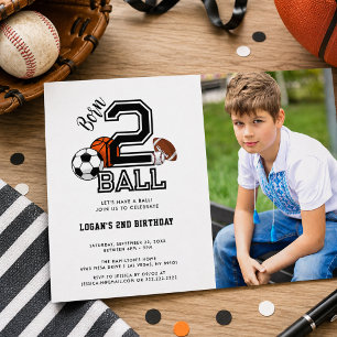 Born 2 Ball   Sport-Themeneinladung zum 2. Geburts Einladung