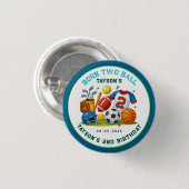 Born 2 Ball Sports Theme Boy’s 2nd Birthday Party Button (Vorne & Hinten)