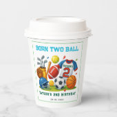 Born 2 Ball Sports Theme Boy’s 2nd Birthday Party Pappbecher (Vorderseite)