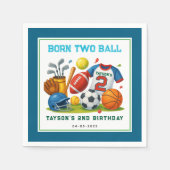 Born 2 Ball Sports Theme Boy’s 2nd Birthday Party Serviette (Vorderseite)