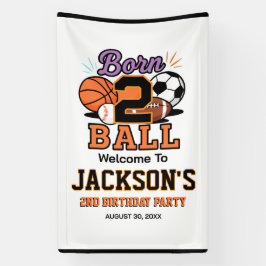 Born 2 Ball Sports-Themed Boy 2nd Birthday Party Banner