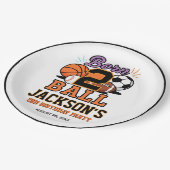 Born 2 Ball Sports-Themed Boy 2nd Birthday Party Pappteller (Schrägansicht)