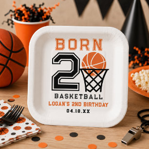 Born 2 Basketball   Sportjunge zum 2. Geburtstag Pappteller