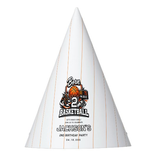 Born 2 Basketball | Sports Themed 2nd Birthday Partyhütchen (Vorderseite)