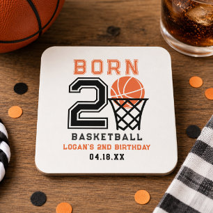 Born 2 Basketball   Sportskerl zum 2. Geburtstag Rechteckiger Pappuntersetzer