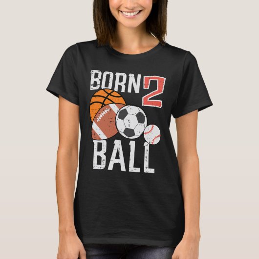 Born Basketball Football 2nd Birthday Toddler Boy T-Shirt (Vorderseite)