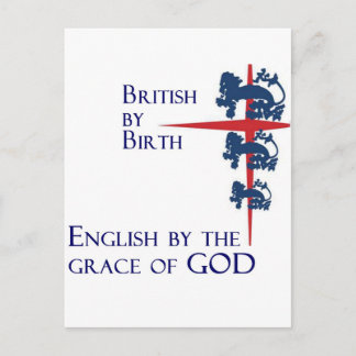 Born British English By the grace of GOD Postkarte