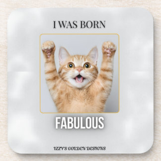 Born Fabulous Coaster | Funny Cat Gift for Her Getränkeuntersetzer