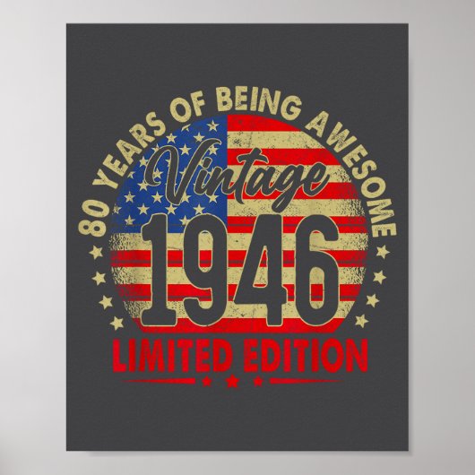Born In 1946 Limited Edition 80th Birthday 80 Year Poster (Vorne)