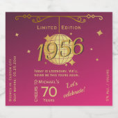 Born in 1956 70th birthday party pink beer schaumweinetikett (Einzelnes Label)