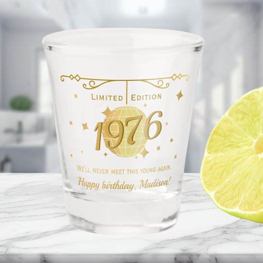 Born in 1976 50th birthday party drinks barware schnapsglas