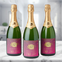 Born in 1976 50th birthday party pink beer Label Schaumweinetikett