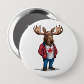 Born in Canada Moose Patriotic  Button (Vorne & Hinten)
