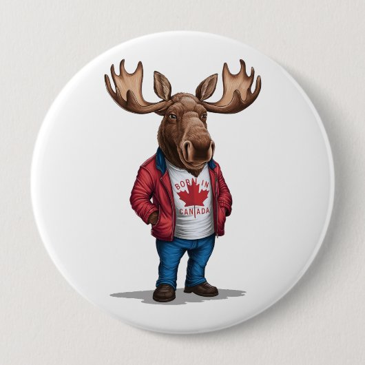 Born in Canada Moose Patriotic  Button (Vorderseite)