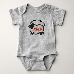 Born in Chinese Pig Year New Baby F Bodysuit Baby Strampler