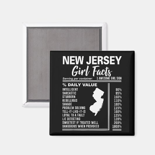 Born In New Jersey - New Jersey Girl Facts Magnet (Vorderseite/Rückseite)