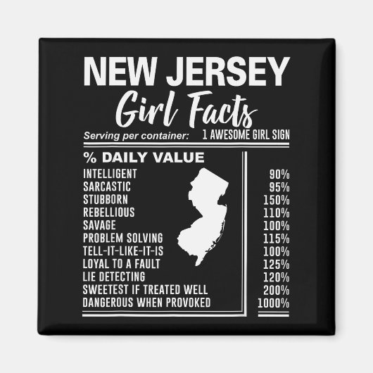 Born In New Jersey - New Jersey Girl Facts Magnet (Vorne)