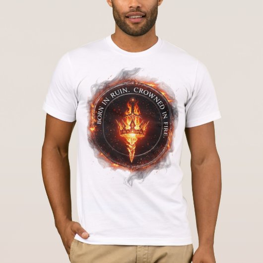 Born in Ruin Crowned in Fire – Dark Fantasy Anime T-Shirt (Vorderseite)