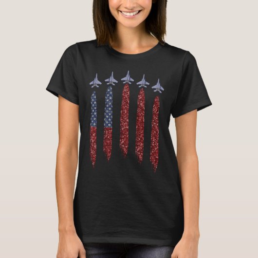 Born In The Usa Eagle Usa Flag Airplane 4Th Of Jul T-Shirt (Vorderseite)