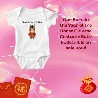 Born in the Year of the Horse Chinese Costume Baby Strampler