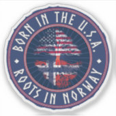 "Born in USA · Roots in Norway" in Blue Aufkleber (Vorderseite)
