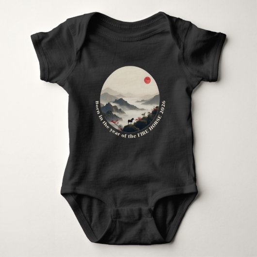 Born in Year of the Horse 2026 Chinese Mountain Baby Strampler (Vorderseite)
