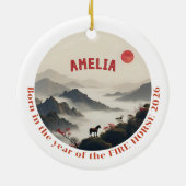 Born in Year of the Horse 2026 Chinese Mountain  Keramik Ornament (Hinten)